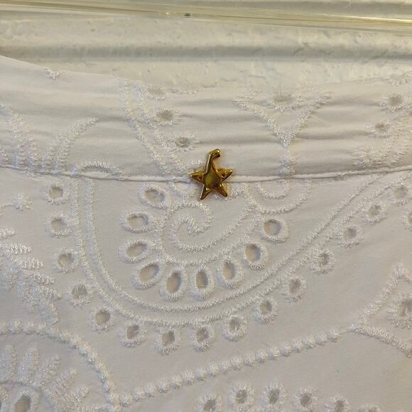 Encantadore Sarong Wrap Skirt Medium Eyelet Embroidered White Coverup Beach Pool - Picture 9 of 16